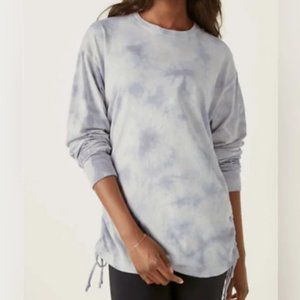 Victoria’s Secret PINK Women's Tie Dye Campus Long Sleeve Ruched Tee Gray S NWT